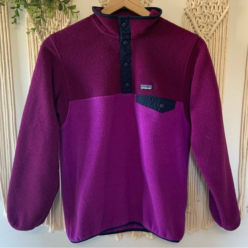 PATAGONIA Snap-T Synchilla Fleece Pullover Purple Girl's Size XL 14